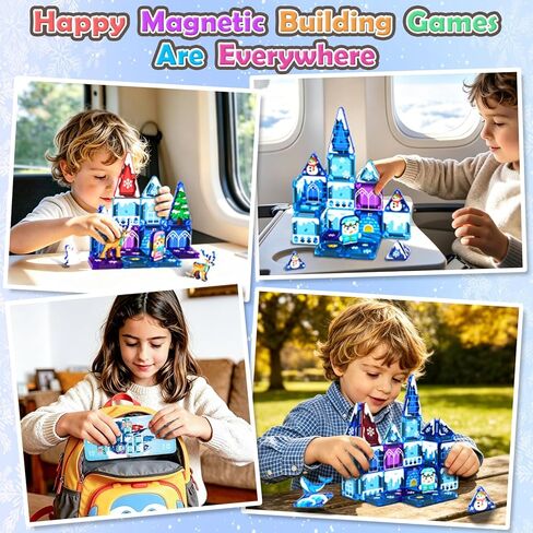 33PCS Mini Magnetic Tiles - Arctic Animals Theme Toddler Travel Essentials Set with Case, Magnetic Building Blocks Kids Games Montessori Preschool Sensory Toys for 3+ Year Old Boys Girls Gifts in Saudi Arabia