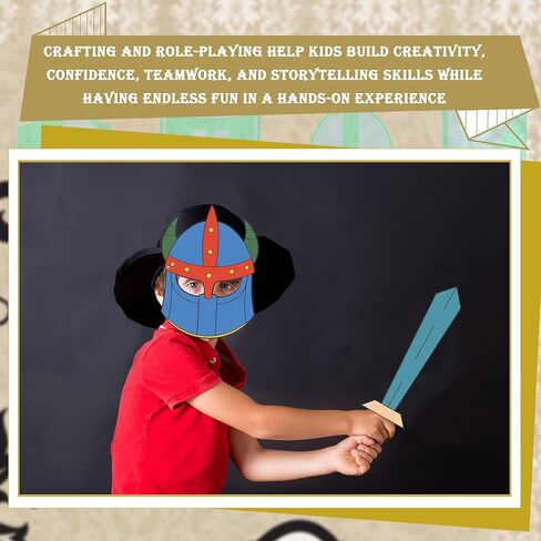 Faytark 48 Set DIY Paper Shields Bulk Including Stiff Paper Shield Swords for Painting Knight Party Decoration Crafts Castle Activities Family Classroom Games (Color Set 2) in Saudi Arabia