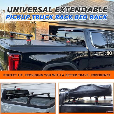 800LBS Heavy-Duty Universal Truck Bed Rack for Tonneau Cover with T-Slot Rail, Cross Bars for Kayaks Bike Rack Rooftop Tent CamperShells RVs, Black Aluminum in Saudi Arabia