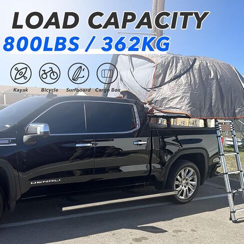 800LBS Heavy-Duty Universal Truck Bed Rack for Tonneau Cover with T-Slot Rail, Cross Bars for Kayaks Bike Rack Rooftop Tent CamperShells RVs, Black Aluminum in Saudi Arabia
