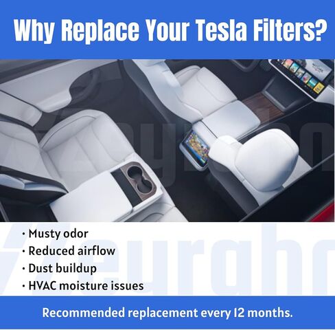 2Pcs Cabin Air Filters w/Activated Carbon for Tesla Model 3 (2017-2025), Model Y (2020-2025), Easy DIY, Improve Airflow & Reduce Odors in Saudi Arabia