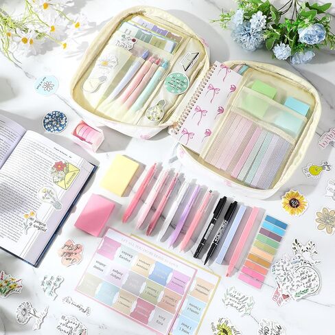 170 Pcs Bible Cover Case for Women, Pink Bow Large Bible Bag Study Supplies Accessories Journaling Kit Notebook Pastel Study Kit Christian Gifts for Women in Saudi Arabia