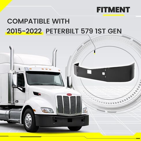 ALMULOO Front Bumper Compatible with 2015-2022 Peterbilt 579 1st Gen Steel Powder Coated Black in Kuwait