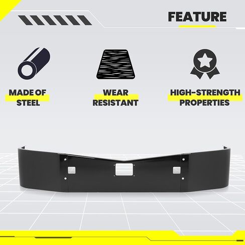 ALMULOO Front Bumper Compatible with 2015-2022 Peterbilt 579 1st Gen Steel Powder Coated Black in Kuwait