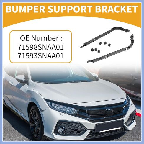 دعامة دعم المصد رقم 71598SNAA01/71593SNAA01 - دعامة مصد الجانب الأيمن الأيسر لسيارة Honda Civic 2006-2011 - بلاستيك ABS أسود - زوج واحد ثابت in Kuwait