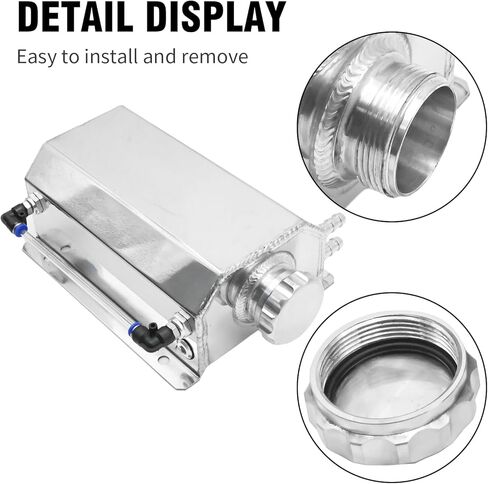 2L Coolant Overflow Tank, Universal Aluminum Coolant Overflow Tank Reservoir, Radiator Expansion Tank Coolant Recovery Tank (Silver) in Kuwait