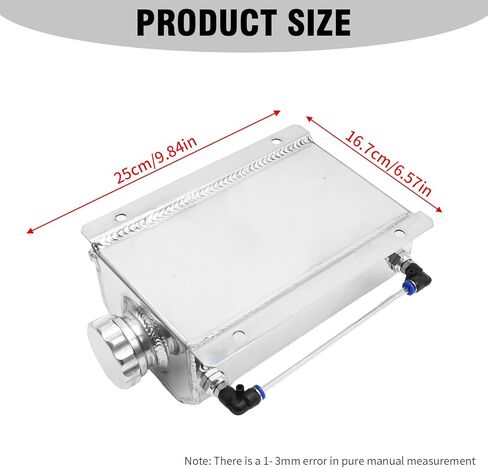 2L Coolant Overflow Tank, Universal Aluminum Coolant Overflow Tank Reservoir, Radiator Expansion Tank Coolant Recovery Tank (Silver) in Kuwait