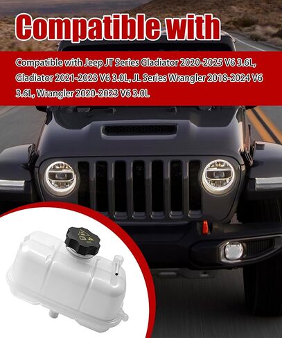 Engine Coolant Overflow Recovery Reservoir Tank with Cap Compatible with Jeep JL Wrangler 2018-2024, JT Gladiator 2020-2025 Replace 68283565AA 68283565AB 2411294 in Saudi Arabia