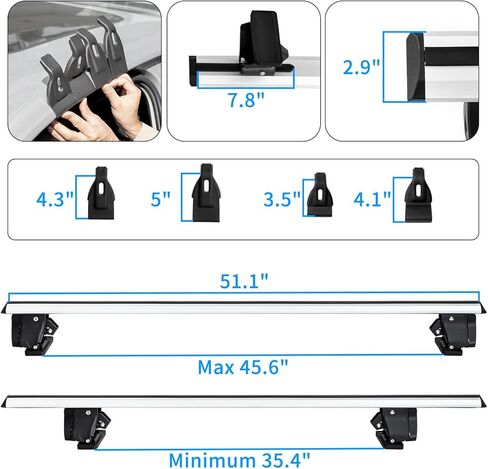 CARVERTON 51" Roof Rack Cross Bars Thick Aluminum Adjustable Lockable Crossbars Rack Bars Fits Most Vehicles Without Side Rails，Silver in Saudi Arabia