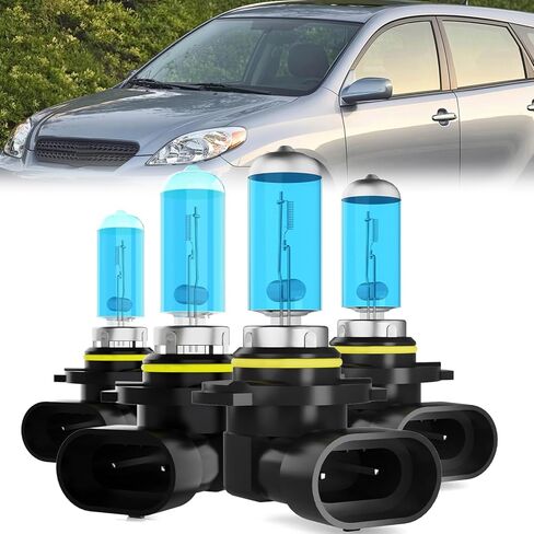 المصابيح الأمامية تناسب Toyota Matrix 2003-2014، 9005 High Beam + 9006 مصباح هالوجين منخفض الشعاع، ضوء أبيض 6000K، التوصيل والتشغيل، حزمة من 4 in Kuwait