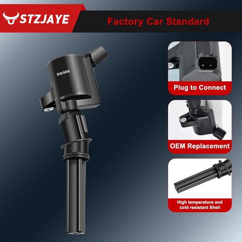 مجموعة ملفات الإشعال DG508 مكونة من 8 قطع متوافقة مع Ford F-150 2000-2010، لـ E-150 2003-2014، لـ E-250 2003-2014، لـ Lincoln Navigator 1998-1999، لـ Mercury Grand Marquis 1998-2011 DG491 أسود in Kuwait