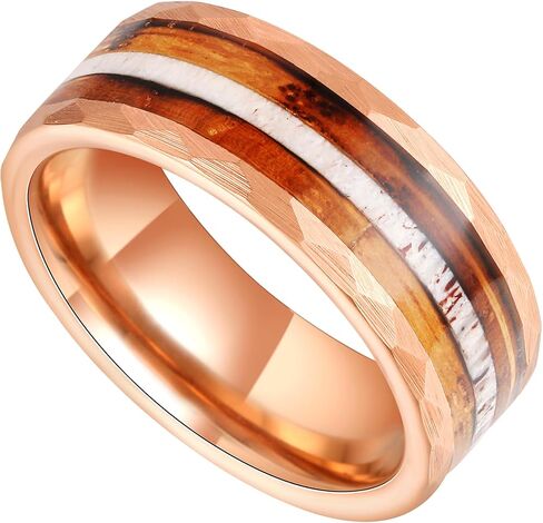 8mm 14K Gold Plated Tungsten Wedding Bands for Men Gold Foil/White Meteorite Engagement Promise Rings for Couple Him Her Matte Brushed Domed in Saudi Arabia