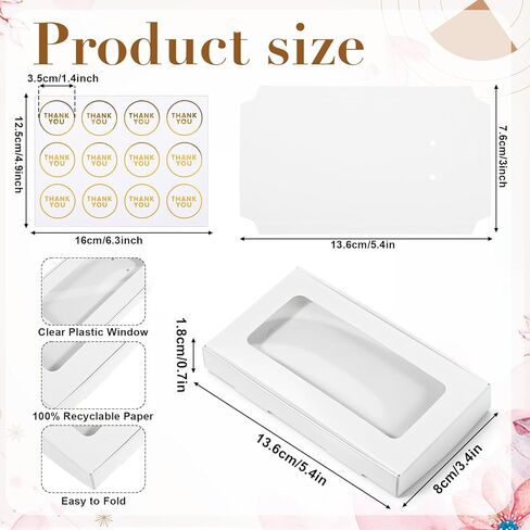 HANLANXUE 100 Pack Mini Jewelry Packaging Boxes with Clear Windows, 5.4"x3.4"x0.7" Paper Necklace Gift Box with Sticker Small Gift Boxes Bulk for Displaying Necklaces Rings Bracelets Earrings (White) in Saudi Arabia