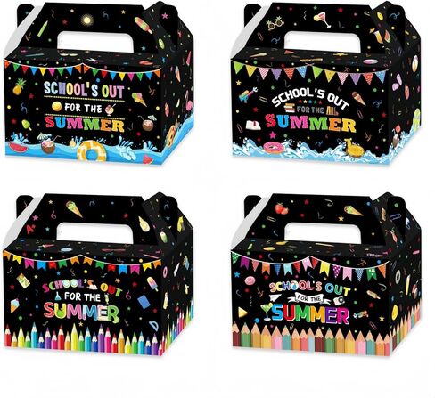 12 Pcs School's Out for Summer Gift Boxes End of School Year Paper Goodie Boxes with Handles School's Out Treat Box for Summer Tropical Graduation Party Decoration Supplies in Kuwait