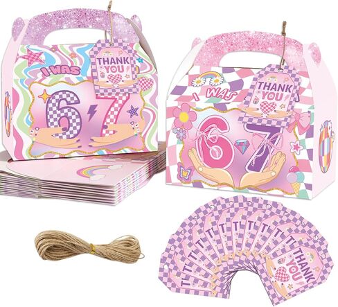 READIGO Pink 6 7 Birthday Party Favor Boxes, 12PCS I Was 6 Now I’m 7 Gift Boxes with Thank You Tags in Saudi Arabia