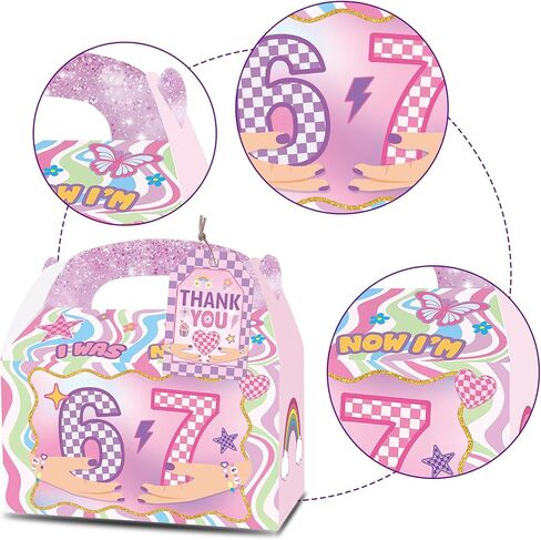 READIGO Pink 6 7 Birthday Party Favor Boxes, 12PCS I Was 6 Now I’m 7 Gift Boxes with Thank You Tags in Saudi Arabia