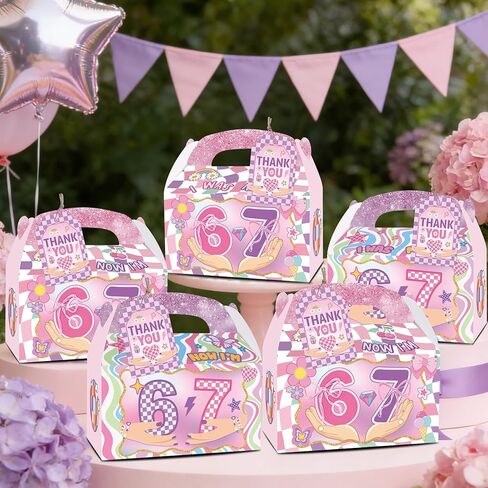 READIGO Pink 6 7 Birthday Party Favor Boxes, 12PCS I Was 6 Now I’m 7 Gift Boxes with Thank You Tags in Saudi Arabia
