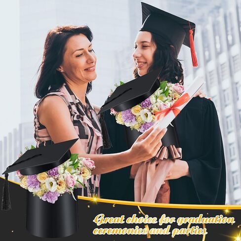 Weekgrat 2 حزمة 2026 قبعة التخرج زهرة علب الهدايا فئة من 2026 غطاء صندوق الحلوى حاوية فارغة مع شرابة لحفل التخرج صالح الأنشطة الداخلية في الهواء الطلق لوازم الاحتفالات (أسود) in Kuwait