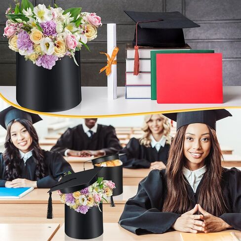 Weekgrat 2 حزمة 2026 قبعة التخرج زهرة علب الهدايا فئة من 2026 غطاء صندوق الحلوى حاوية فارغة مع شرابة لحفل التخرج صالح الأنشطة الداخلية في الهواء الطلق لوازم الاحتفالات (أسود) in Kuwait