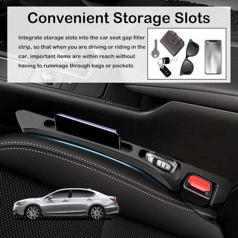 2PCS 2026 Upgraded Car Seat Gap Filler Organizer,Deepened 2-in-1 Car Gap Seat Filler with Storage Slots & Reserved Charging Hole,Universal in Between Cars Seats Catcher in Saudi Arabia