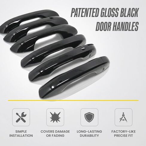 Trim Illusion Chrome Delete Gloss Black Door Handle Cover Overlay for 2022-2025 Kia Telluride & 2023-2026 Kia Sorento w/Smart Key Access | Easy No-Tool Installation | US Patented in Saudi Arabia