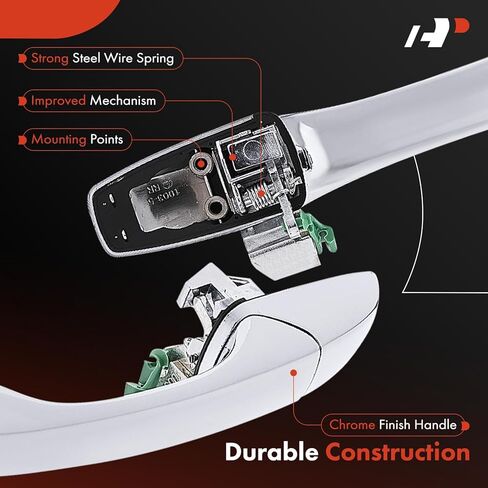 A-Premium Front or Rear Right Passenger Side Exterior Door Handle Compatible with Jeep Grand Cherokee 2011-2017 & Dodge Durango 2011-2017, Chrome, Replace# 55113686AC in Kuwait