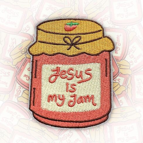 Jesus Is My Jam Patch 3 Inches Strawberry Candy Jar, Inspiration Christian, Religious, Iron On/Sew On Embroidery Fabric Applique Patches for Trucker Hats Clothes Backpack DIY Accessories Gifts Mom Dad in Saudi Arabia