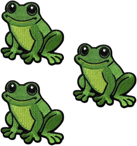 Frog Iron On Patch – Cute Frog Embroidery, DIY Sew-On Patch for Jackets, Bags, Hats, and Clothing (3 Pcs) in Kuwait