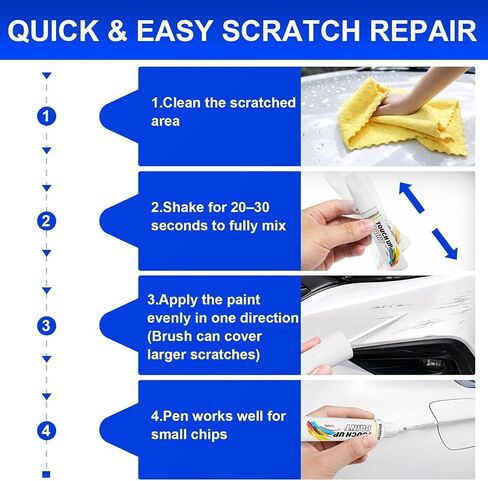 طلاء GAZ/WA8624 Summit White Touch Up متوافق مع شيفروليه، مزيل خدوش طلاء السيارة لإصلاح النكات والرقائق، دهانات السيارات تطابق تمامًا Chevy Silverado/Equinox/Malibu/Trax/Tahoe in Saudi Arabia