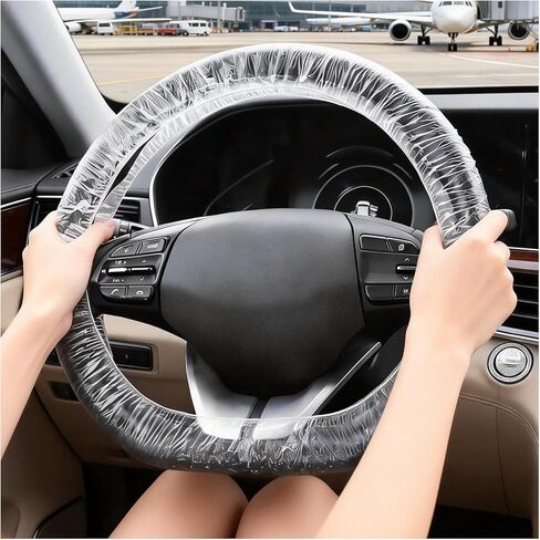 Disposable Steering Wheel Covers,100PCS Car Steering Wheel Covers with Elastic Band for Secure Fit,One-Time Use Plastic Steerings Wheels Protector for Car Maintenance/Repair Shops in Kuwait