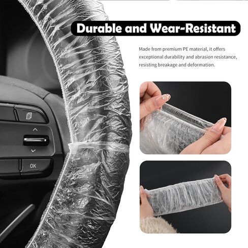 Disposable Steering Wheel Covers,100PCS Car Steering Wheel Covers with Elastic Band for Secure Fit,One-Time Use Plastic Steerings Wheels Protector for Car Maintenance/Repair Shops in Kuwait