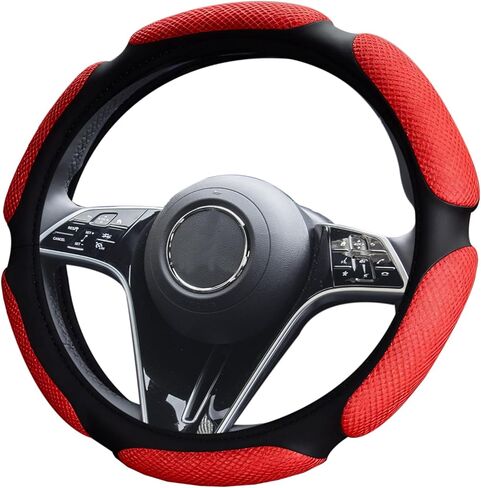 Car Steering Wheel Cover, 15" Anti-Slip Steering Wheel Protector Soft Hand Pad Cushion, Breathable Ice Silk Auto Wheel Wraps Comfy Grip All-Season Protector Universal for Women Men (Grey) in Saudi Arabia