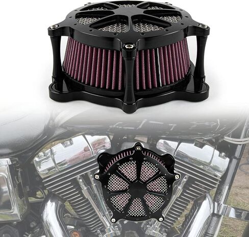 PSLER Air Cleaner Intake Filter System Kit Contrast Cut for Twin Cam EVO Dyna FXR Softail 1993-2015 and Touring Road King Electra Glide Street Glide 1993-2007(Red） in Kuwait