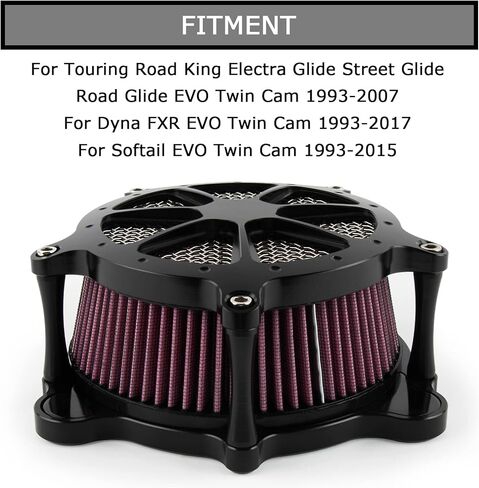 PSLER Air Cleaner Intake Filter System Kit Contrast Cut for Twin Cam EVO Dyna FXR Softail 1993-2015 and Touring Road King Electra Glide Street Glide 1993-2007(Red） in Kuwait