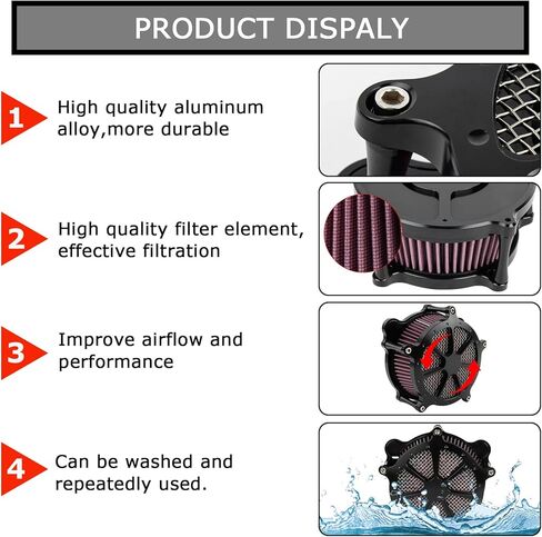 PSLER Air Cleaner Intake Filter System Kit Contrast Cut for Twin Cam EVO Dyna FXR Softail 1993-2015 and Touring Road King Electra Glide Street Glide 1993-2007(Red） in Kuwait