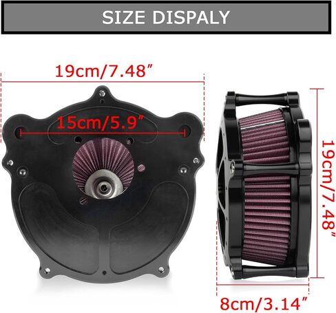 PSLER Air Cleaner Intake Filter System Kit Contrast Cut for Twin Cam EVO Dyna FXR Softail 1993-2015 and Touring Road King Electra Glide Street Glide 1993-2007(Red） in Kuwait