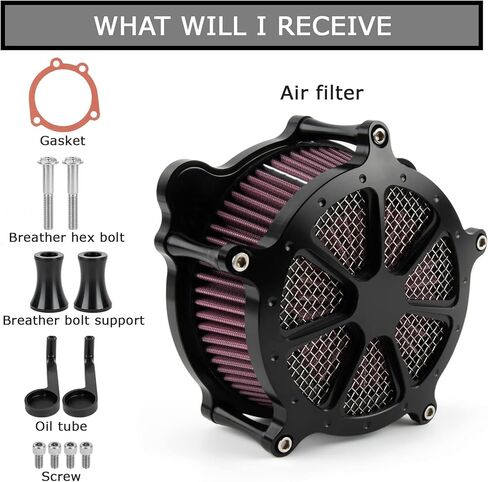 PSLER Air Cleaner Intake Filter System Kit Contrast Cut for Twin Cam EVO Dyna FXR Softail 1993-2015 and Touring Road King Electra Glide Street Glide 1993-2007(Red） in Kuwait