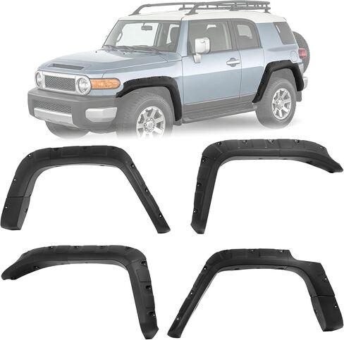ALMULOO Fender Flares متوافقة مع 2007-2015 Toyota FJ Cruiser جيب برشام نمط عجلة قوس يغطي البلاستيك (PP) محكم أسود 4 * 3 قطع in Kuwait