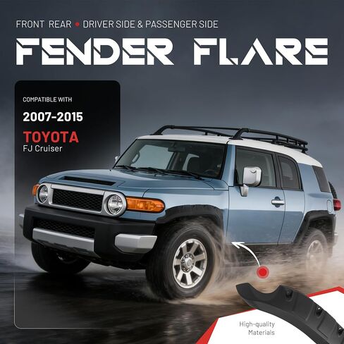 ALMULOO Fender Flares متوافقة مع 2007-2015 Toyota FJ Cruiser جيب برشام نمط عجلة قوس يغطي البلاستيك (PP) محكم أسود 4 * 3 قطع in Kuwait