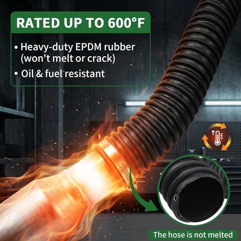 3" ID x 11' Car Exhaust Pipe Vent Hose for Garage Heavy-Duty Spliceable Exhaust Tailpipe Hose Kit 600°F Heat Resistan Flexible EPDM Rubber Pipe with Adjustable Two Hose Clamps for Auto Shop in Saudi Arabia