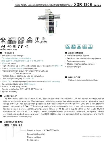 XDR-120E XDR-120E-12 XDR-120E-24 XDR-120E-36 XDR-120E-48 120W AC/DC Switching Power Supply(XDR-120E-48) in Saudi Arabia