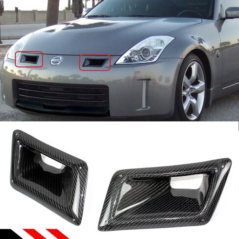 Left + Right Carbon Fiber Bumper Air Duct Intake Vent Covers Pair Compatible With 2003-2009 NISSAN 350Z Z33 in Kuwait