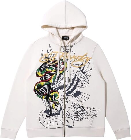 ED HARDY Men's New York City Eagle Snake Skull Zip Hoodie in Saudi Arabia