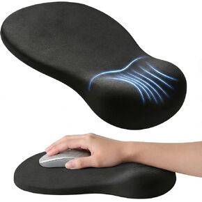 Ergonomic Mouse Pad with Wrist Rest, Memory Foam Wrist Support Mousepad with Non-Slip PU Base, Pain Relief Mouse Pads for Office Gaming & Home (Black) in Saudi Arabia