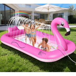 FluSing Splash Pad for Toddlers, Flamingo Splash Pad Sprinkler for Kid, Thicken Sprinkler for Kids Outdoor Water Toy Play Mat, Inflatable Splash Pad for Kids, Backyard Summer Toddler Sprinkler Pool in Saudi Arabia
