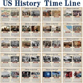 24PCS US History Posters US History Timeline Cards American Histories Poster Time Line Bulletin Board Set for Social Studies Classroom Hallway Bulletin Board Home Study Corner Decorations 13 × 9.5 in in Kuwait