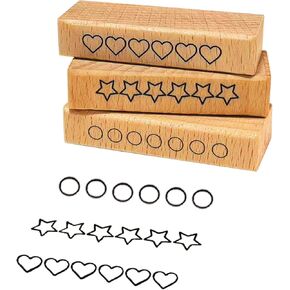 3-Piece Wooden Rubber Stamp Set - 6-Star Rating Stamp, Heart Rating Stamp & Progress Ring Circle Stamp for Card Making, Journaling, Crafting and Decoration（2in Length × 0.45in Width） in Saudi Arabia