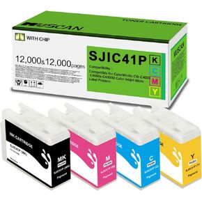 SJIC41P Ink Cartridges Remanufactured SJIC41P Ink Cartridges (with New Chip) Compatible with ColorWorks CW-C4000 C4000u C4000e Color Inkjet Label Printer (4-Pack Matte) in Saudi Arabia