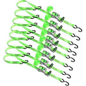 XSTRAP STANDARD 1in x 14ft Ratchet Straps with Ergonomic Aluminium Alloy Handle and Coated S-Hooks - 500 lb. Working Load Limit / 1,500 lb. Breaking Strength - Green, 2PK in Saudi Arabia