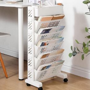 Zerodis Movable Bookshelf, Metal Multilayer Rotatable Rolling Book Rack, Plastic Removable Organization Shelf for Study Living Room (6 Layer) in Kuwait